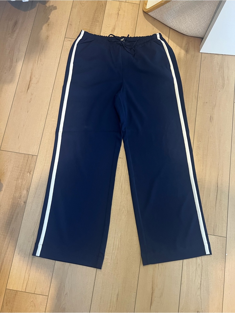 a new day Navy Pull on Pants with White Side Stripes NWOT